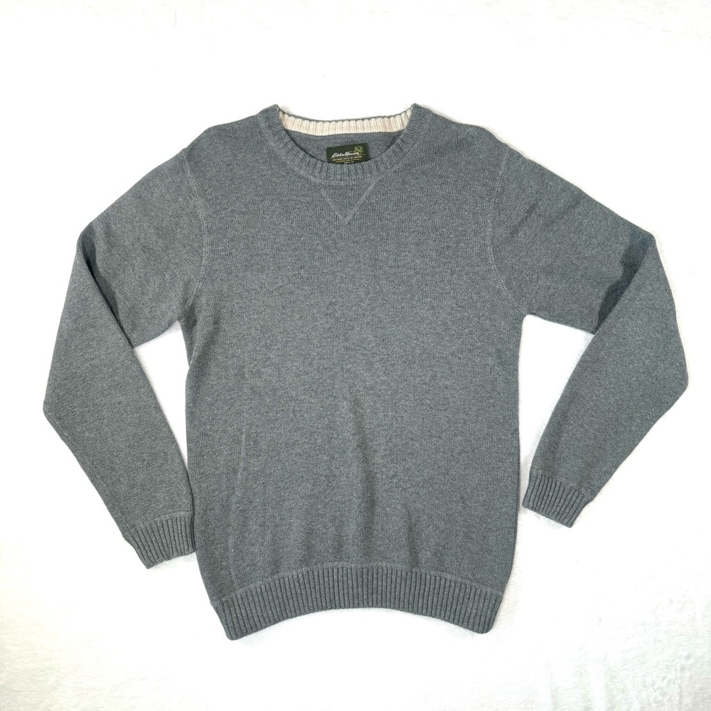 Eddie Bauer Men's‎ Sweater Size Small S Crew Neck 100% Cotton Gray